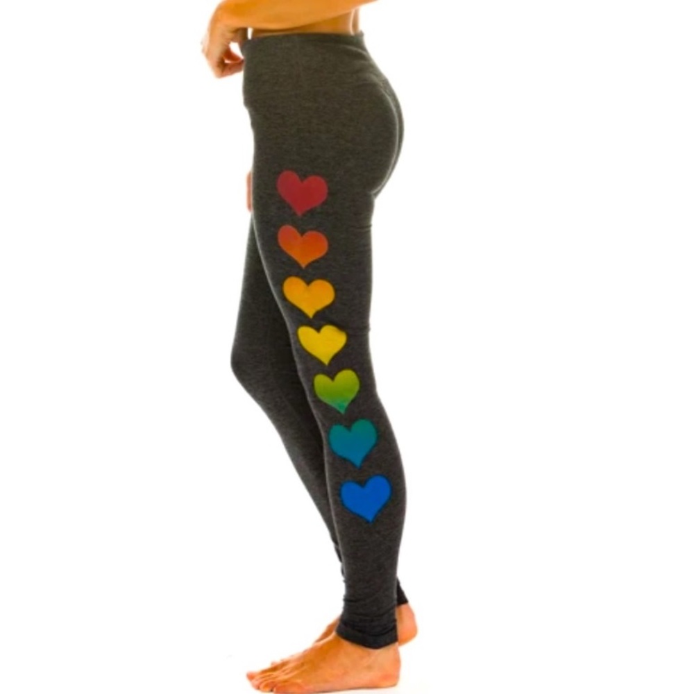 Aviator Nation Rainbow Heart Leggings